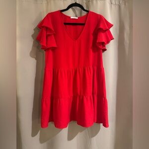 Timing Red Apparel Ruffle Dress